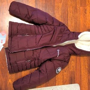 Brand NWT Free Country WARM Cream Sherpa Puffer Jacket Reversible Sz 10/12